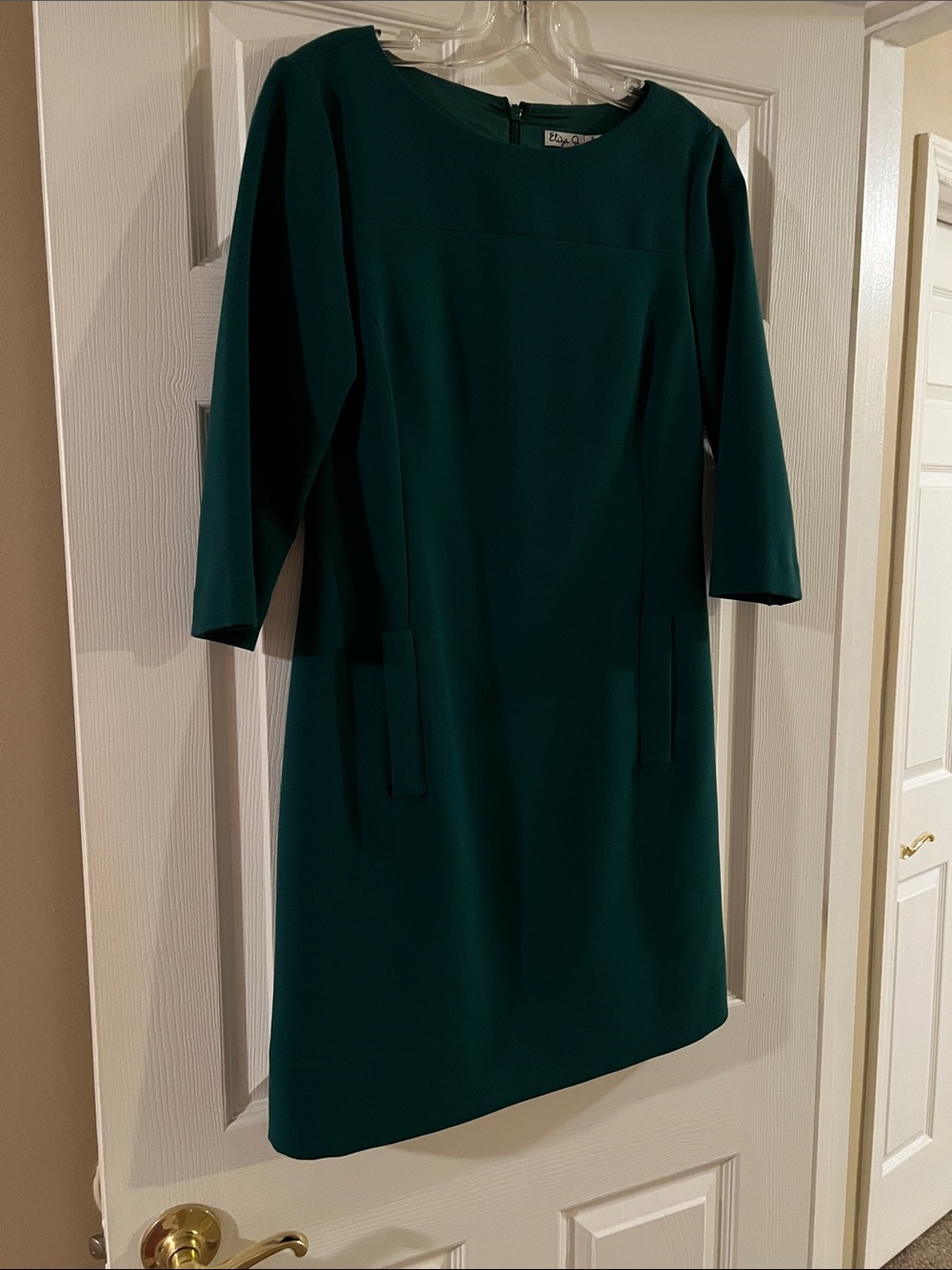 Eliza J Teal-Blue Long Sleeve Sheath Dress